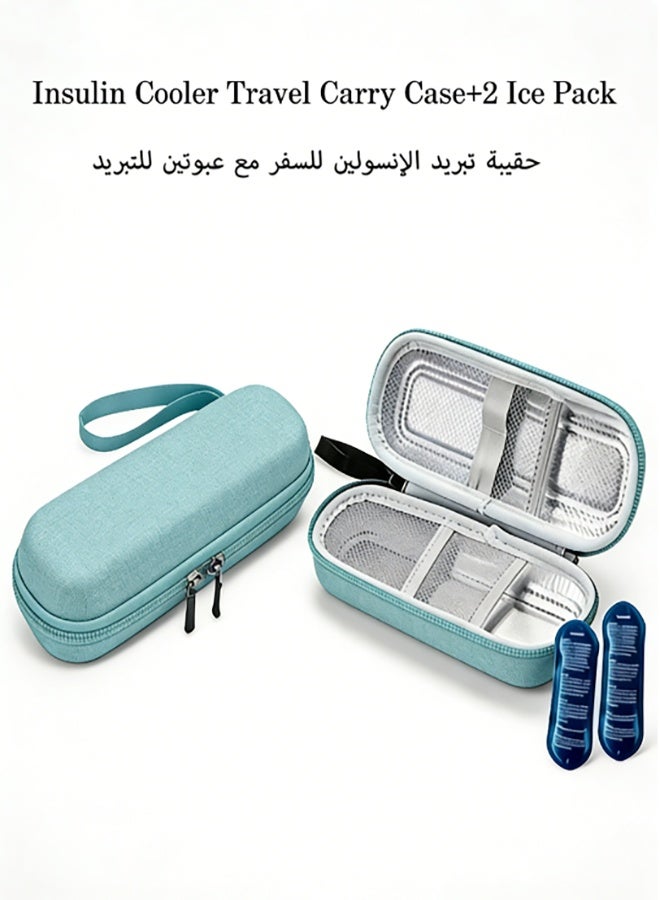 Portable Insulin Cooler Bag with 2 Ice Packs, Travel Medication Cooler Case, Thermal Insulated Medicine Storage Pouch for Diabetics